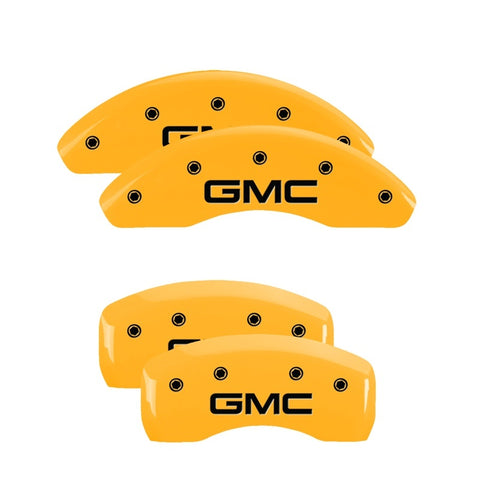 MGP 4 Caliper Covers Engraved Front & Rear GMC Yellow Finish Black Char 2018 GMC Terrain - 34215SGMCYL