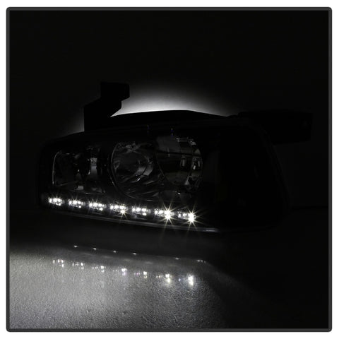 Xtune Dodge Charger 06-10 1Pc LED Crystal Headlights Black HD-ON-DCH05-1PC-LED-BK - 5017635