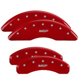 MGP 4 Caliper Covers Engraved Front & Rear Oval logo/Ford Red finish silver ch - 10022SFRDRD