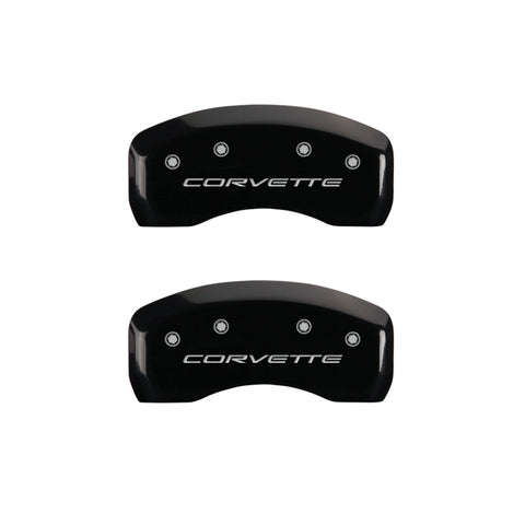 MGP 4 Caliper Covers Engraved Front & Rear C5/Corvette Black finish silver ch - 13007SCV5BK