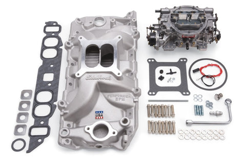 Edelbrock Manifold And Carb Kit Performer RPM Big Block Chevrolet Oval Port Natural Finish - 2062