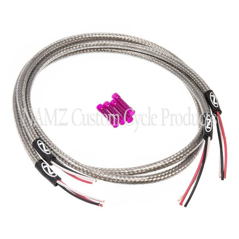 NAMZ Turn Signal Harness 36in. (SS Braided & Clear Coated - For Switch Housing Mounted Signals) - NTSH-3602