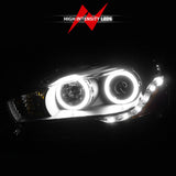 ANZO 2008-2015 Mitsubishi Lancer Projector Headlights w/ Halo Black (CCFL) - 121428