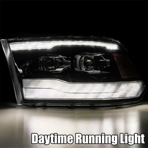 AlphaRex 09-18 Dodge Ram 1500 PRO-Series Projector Headlights Plank Style Alpha Blk w/Seq Signal/DRL - 880542