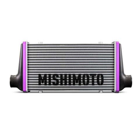 Mishimoto Universal Carbon Fiber Intercooler - Matte Tanks - 450mm Gold Core - C-Flow - BK V-Band - MMINT-UCF-M4G-C-BK