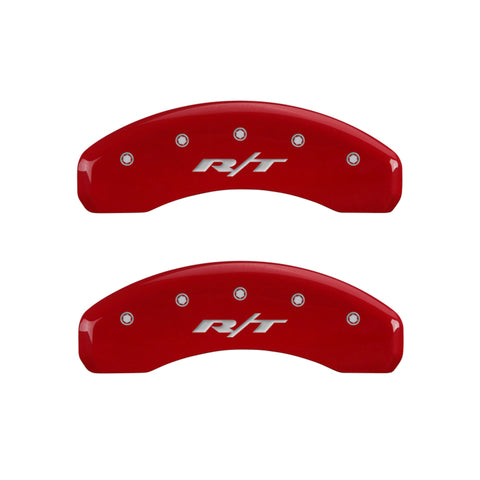 MGP 4 Caliper Covers Engraved Front & Rear RT1-Truck Red finish silver ch - 55001SRT1RD