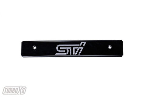 Turbo XS 08-14 Subaru WRX/STi Billet Aluminum License Plate Delete Black Machined STi Logo - WS08-LPD-BLK-STI