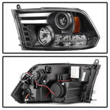 Spyder Dodge Ram 09-12 Projector Headlights Light Bar DRL Black PRO-YD-DR09-LBDRL-BK - 5081001