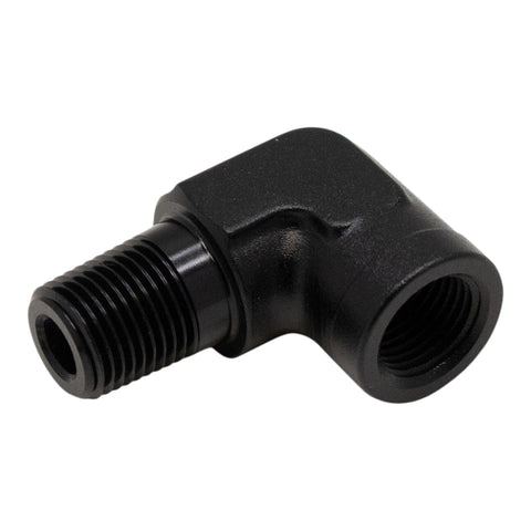 DeatschWerks 90-Degree 1/8in NPT Male to Female 1/8in NPT - Anodized Matte Black - 6-02-0920-B