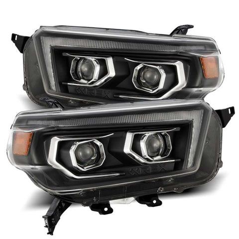 AlphaRex 10-13 Toyota 4Runner LUXX LED Proj Headlights Plank Style Black w/Seq Signal/DRL - 880757