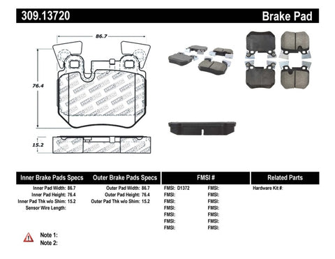 StopTech Performance 08-09 BMW 128i/135i Coupe Rear Brake Pads - 309.13720