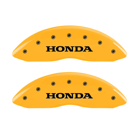 MGP 4 Caliper Covers Engraved Front Honda Rear H Logo Yellow Finish Black Char 2009 Honda Ridgeline - 20139SHOHYL