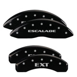 MGP 4 Caliper Covers Engraved Front Cursive/Cadillac Engraved Rear SRX Black finish silver ch - 35004SSRXBK