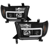 Spyder 08-13 Toyota Sequoia Projector Headlights - Light Bar DRL - Black PRO-YD-TTU07V2-LB-BK - 5085344