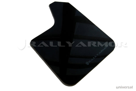 Rally Armor Universal Fit (No Hardware) Black UR Mud Flap w/ White Logo - MF12-UR-BLK/WH