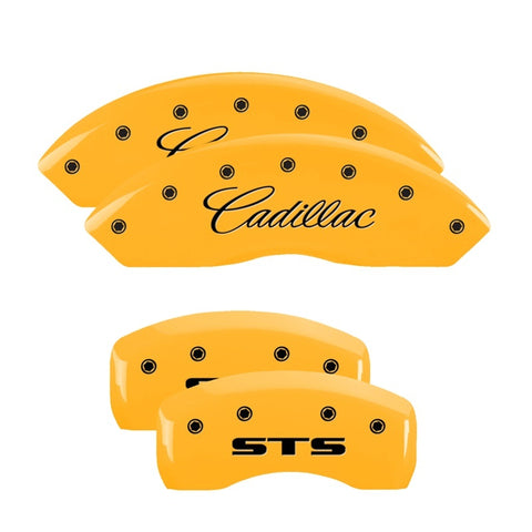 MGP 4 Caliper Covers Engraved Front & Rear GMC Yellow Finish Black Char 2019 GMC Arcadia - 34212SGMCYL