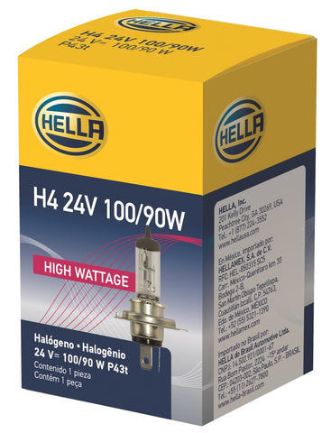 Hella Halogen H4 24V 100/90W P43t T4.625 Bulb - H4 24V 100/90W