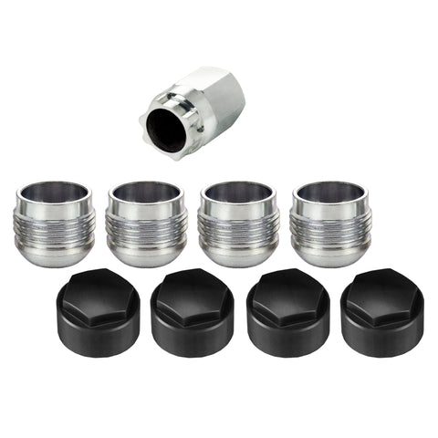 McGard Wheel Lock Nut Set - 4pk. (Under Hub Cap / Radius Seat) M14X1.5 / 19mm Hex / .890in. L w/Caps - 25167