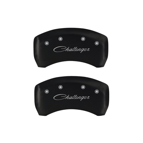 MGP 4 Caliper Covers Engraved Front & Rear Cursive/Challenger Red finish silver ch - 12162SCLSRD