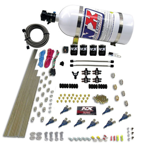 Nitrous Express 8 Cyl Piranha Direct Port 4 Solenoids Nitrous Kit (200-500HP) w/10lb Bottle - 80001-10