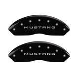 MGP 4 Caliper Covers Engraved Front Mustang Engraved Rear 50 Black finish silver ch - 10198SM50BK