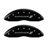 MGP 4 Caliper Covers Engraved Front & Rear With stripes/Dodge Black finish silver ch - 12088SDD3BK