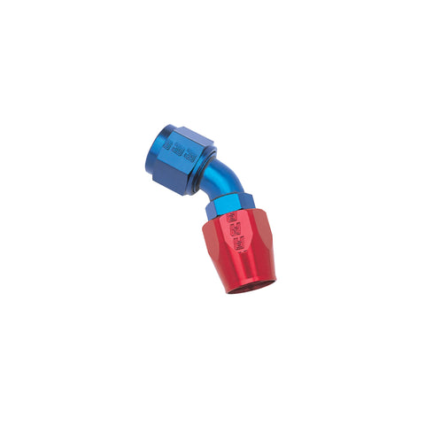 Russell Performance -6 AN Red/Blue 45 Degree Full Flow Hose End - 610090