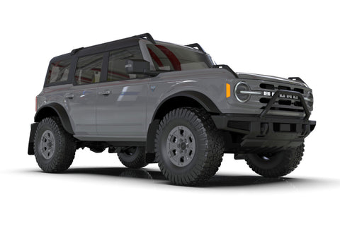 Rally Armor 21-22 Ford Bronco (Steel Bmpr - NO Rptr/Sprt - NO RR/RB) Blk Mud Flap w/Red Logo - MF85-NO-ST-RD