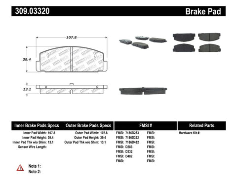 StopTech Performance 89-95 Mazda RX7 / 03-05 Mazda 6 Rear Brake Pads - 309.03320