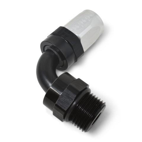 Russell Performance Swivel Hose End Assy #10 AN Male SAE Port to #8 Hose 90 Deg Clr/Blk Anodized - 612433