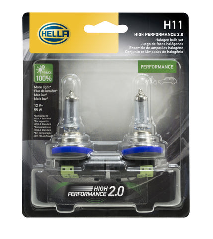 Hella H11 12V 55W PGJ19-2 HP2.0 Performance Halogen Bulb - Pair - H11 2.0TB