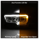 xTune Toyota Tacoma 16-18 DRL Light Bar Projector Headlights - Chrome PRO-JH-TTA16-LBDRL-C - 9039263