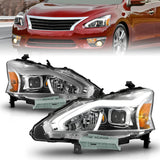 ANZO 13-15 Nissan Altima (w/o Factory HID Bulbs) Projector Headlights - w/ Light Bar Chrome Housing - 121570