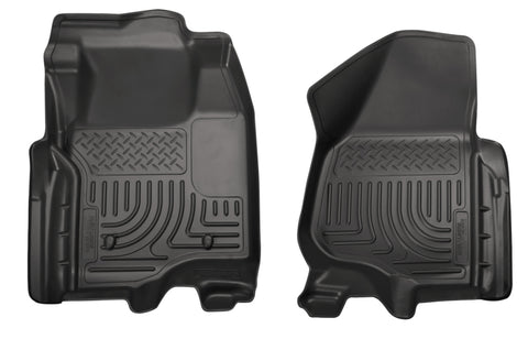 Husky Liners 12-15 Ford Super Duty Crew & Extended Cab WeatherBeater Front Row Black Floor Liners - 18701