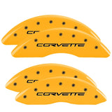 MGP 4 Caliper Covers Engraved Front & Rear C6/Corvette Yellow finish black ch - 13083SCV6YL