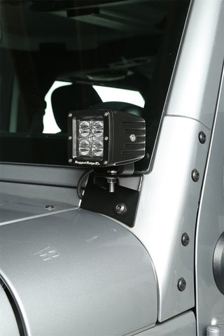 Rugged Ridge 07-18 Jeep Wrangler JK Textured Black Windshield Aux. Light Mounting Brackets - 11027.04