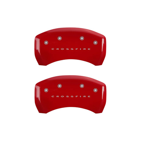 MGP 4 Caliper Covers Engraved Front & Rear Crossfire Red finish silver ch - 32010SCRFRD