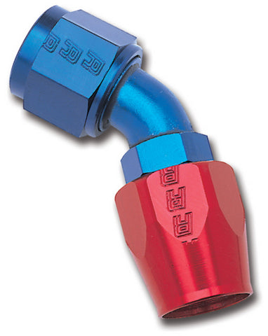 Russell Performance -6 AN Red/Blue 45 Degree Full Flow Hose End - 610090