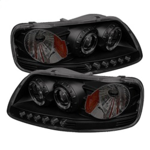 Spyder Ford F150 97-03 Projector - LED Halo Amber Reflctr LED Blk Smke PRO-YD-FF15097-1P-AM-BSM - 5078445