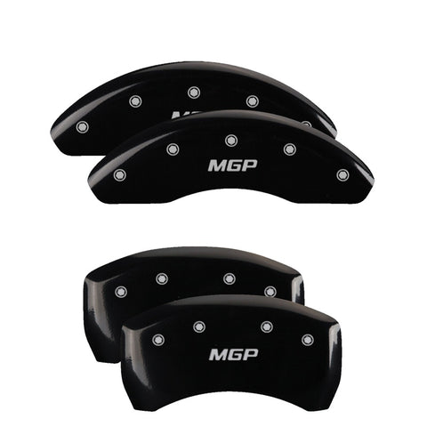 MGP 4 Caliper Covers Engraved Front & Rear Bowtie Black finish silver ch - 14241SBOWBK