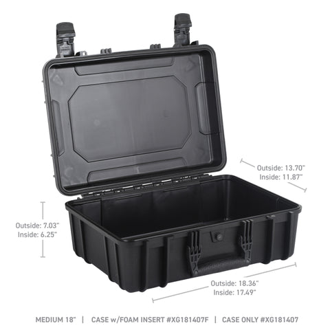 Go Rhino XVenture Gear Hard Case - Medium 18in. / Lockable / IP67 / Automatic Air Valve - Tex. Black - XG181407