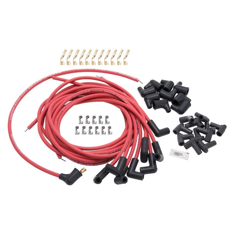 Edelbrock Spark Plug Wire Set Universal 90 Deg Boots 50 Ohm Resistance 8 65mm Red Wire (Set of 9) - 22711