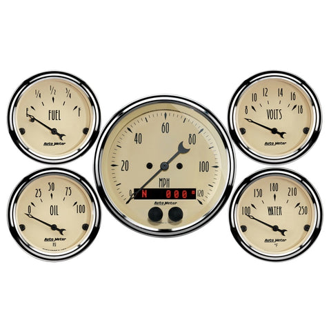 AutoMeter 3-3/8in & 2-1/16in GPS Speedometer Antique Beige Gauge Kit - 5 Pc - 1850