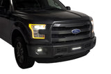 Putco 15-17 Ford F-150 - SS Black Bar Design w/10in Luminix Light Bar Bumper Grille Inserts - 87160L