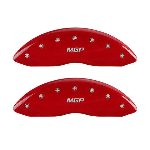 MGP Front set 2 Caliper Covers Engraved Front MGP Red finish silver ch - 16163FMGPRD