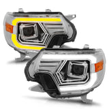 ANZO 12-15 Toyota Tacoma Projector Headlights - w/ Light Bar Switchback Chrome Housing - 111557