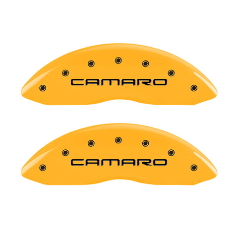 MGP 4 Caliper Covers Engraved Front Camaro Rear Gen 4/Ss Yellow Finish Black Char 1998 Chevy Camaro - 14027SCS4YL