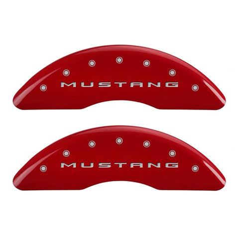 MGP 4 Caliper Covers Engraved Front 2015/Mustang Engraved Rear 2015/Bar & Pony Red finish silver ch - 10200SMB2RD