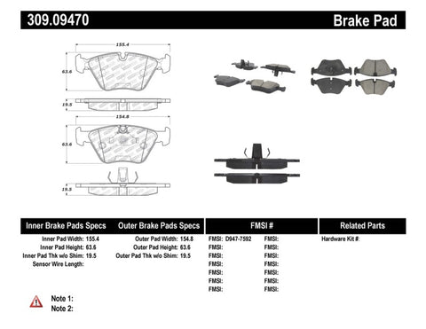 StopTech Performance 06-09 BMW M3/Z4 (E86/E89) Front Brake Pads - 309.09470