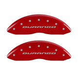 MGP 4 Caliper Covers Engraved Front & Rear With out stripes/Durango Red finish silver ch - 12043SDG1RD